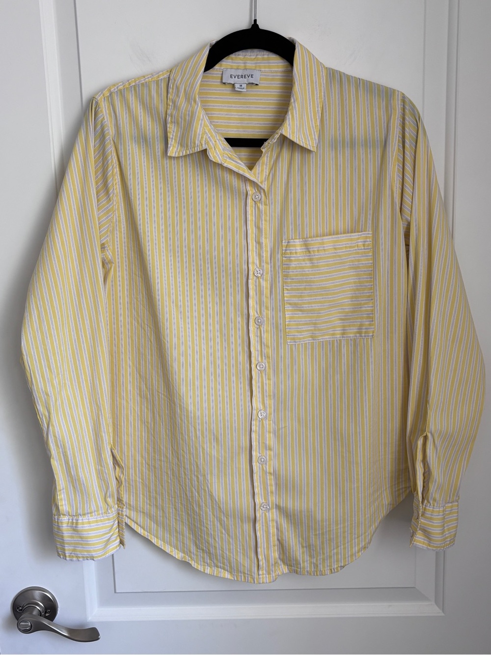 Evereve Yellow White Striped Button Down Shirt - Size Medium